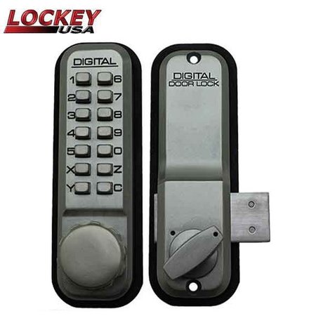 LOCKEY 2200-KO - Narrow-Stile Mechanical Keypad - Bright BrassKeyless Deadbolt Lock - Surface Mount LK-2200-KO-BB